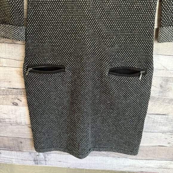 Boden Sweater Dress Womens 2R Black White Wool Cowl Neck Zip Office Work Knit - Picture 4 of 10